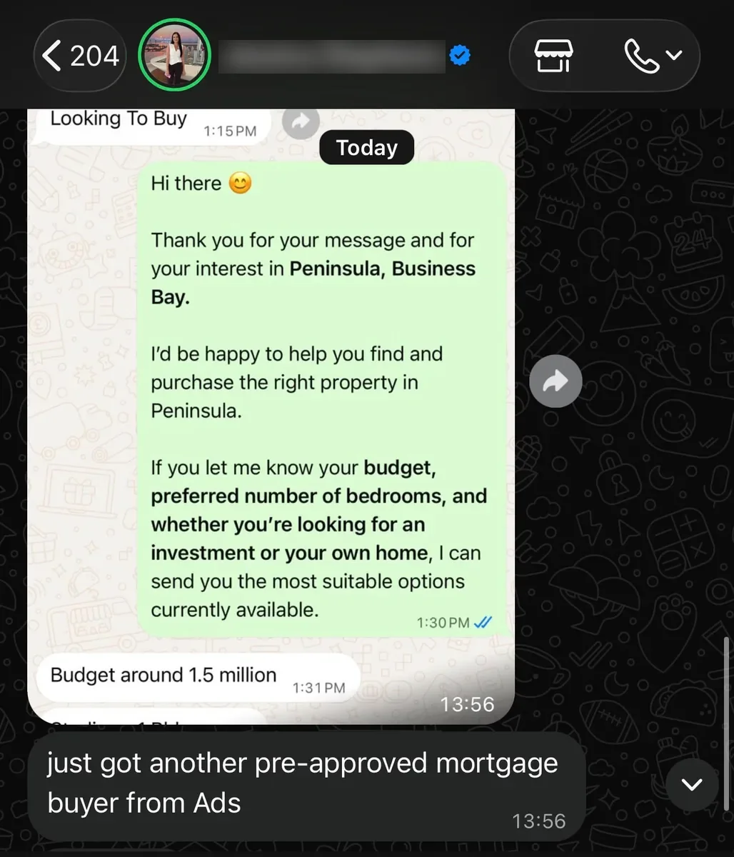 Pre-approved mortgage buyer from ads (Peninsula, Business Bay)