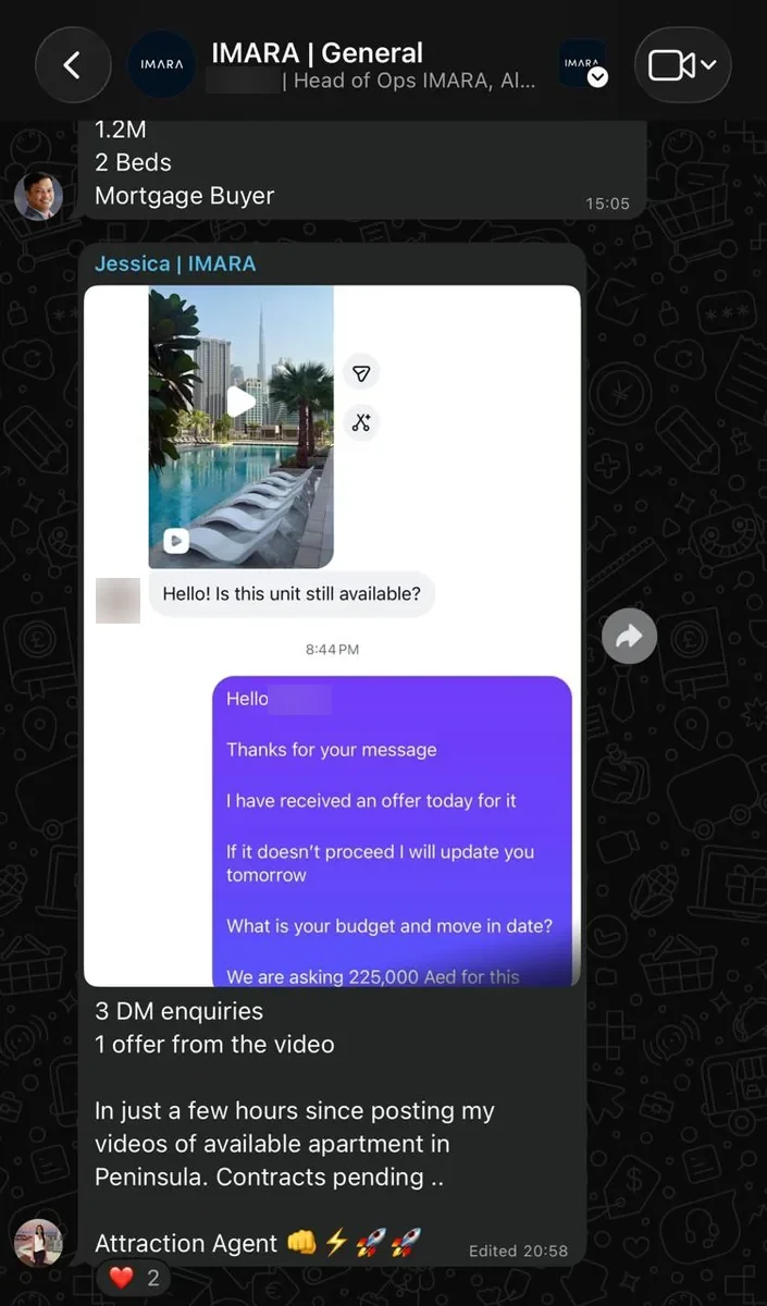 3 DM enquiries and 1 offer hours after posting the video