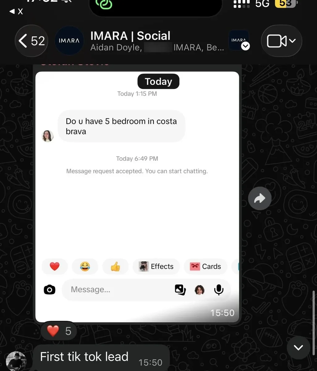 First TikTok lead