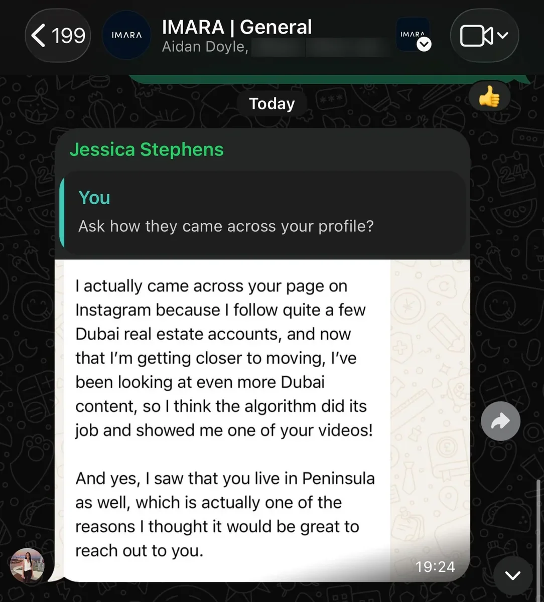 Buyer found me through my Instagram videos