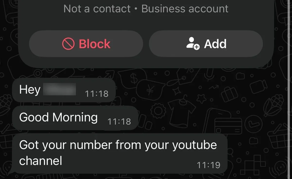 WhatsApp lead from my YouTube channel