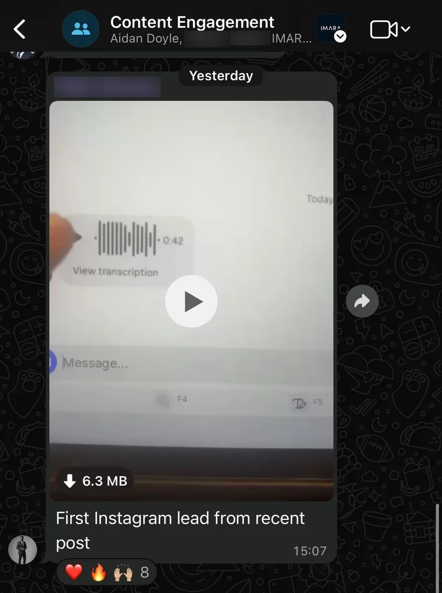 First Instagram lead from a recent post