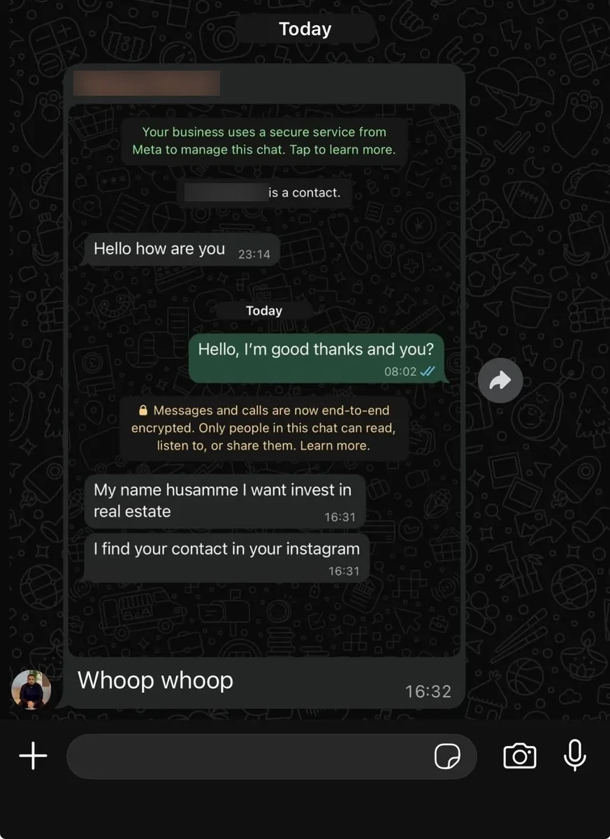 Instagram lead from an investor ready to buy